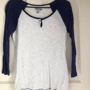 Old Navy Blue and White Baseball Tee